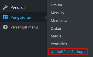 Pengaturan plugin UpdraftPlus BackupRestore