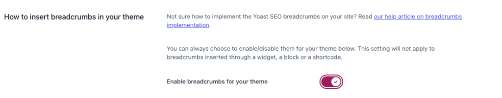 Enable breadcrumbs for your theme