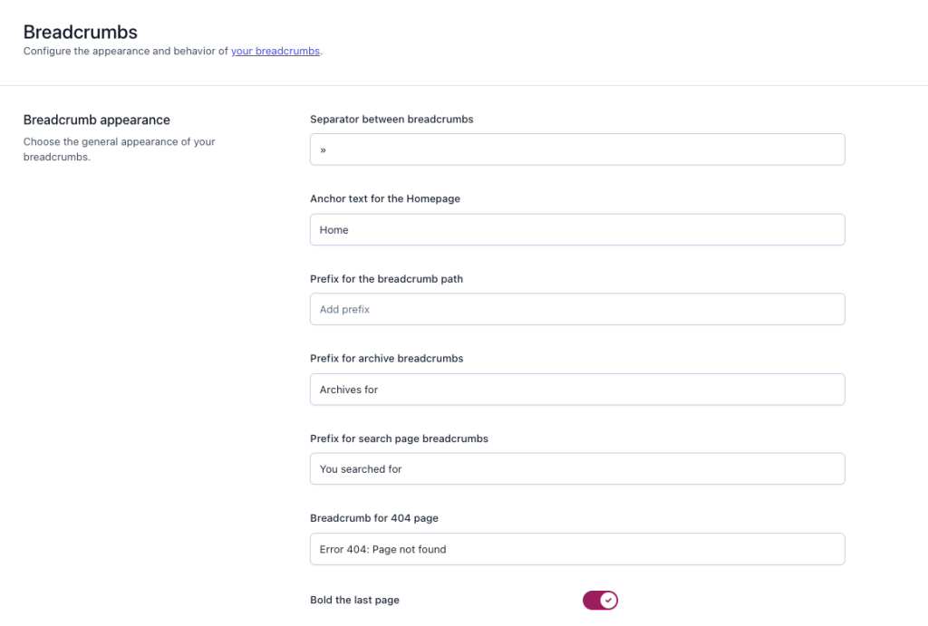 Yoast SEO Breadcrumbs