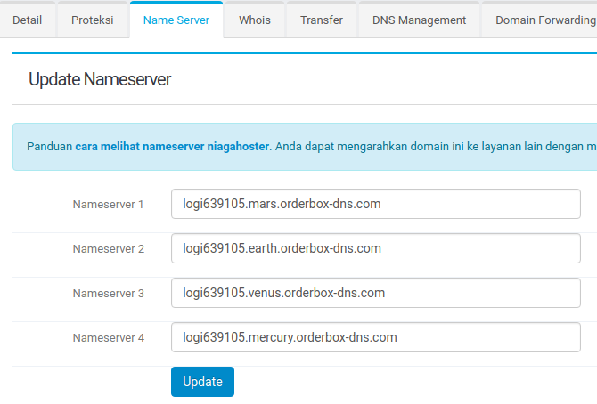 Custom Domain Blogspot di Niagahoster - Name Server