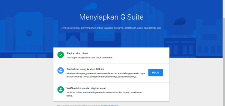 Menyiapkan dan verifikasi akun g suite