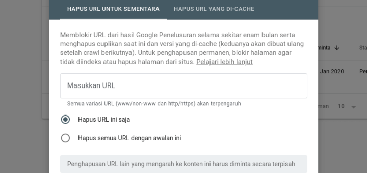 fitur penghapusan google search console